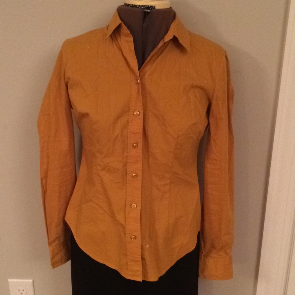 Yellow gold button up blouse New York and co